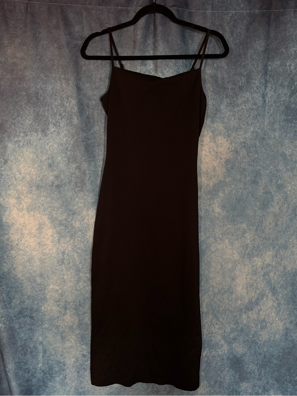 Good American Black Midi Slip Dress